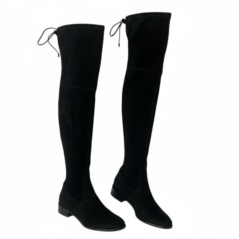 Stuart Weitzman Lowland Sleek Black Suede Over The Knee OTK Boots 8.5